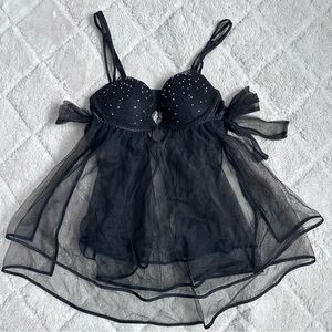 Victoria's Secret | Black and Lace Rhinestone Bling Teddy | Size 34B